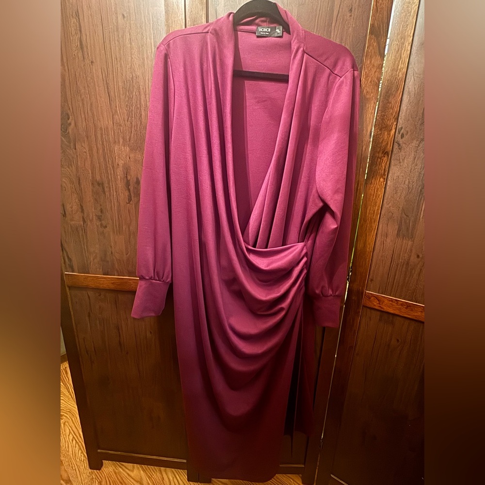 Women’s Plus Igigi Knitted Plum Draped Wrap Dress Size 22/24